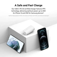Dual Wall Charger with PPS + USB-C Cable with Lightning Connector