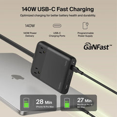 2-Outlet Charging Station with USB-A and 3 USB-C Ports 140W