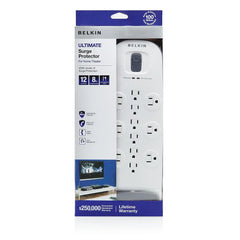 12-outlet Surge Protector with 8 ft Power Cord with Cable/Satellite and Telephone Protection