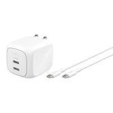 Dual USB-C GaN Wall Charger 50W + USB-C Cable
