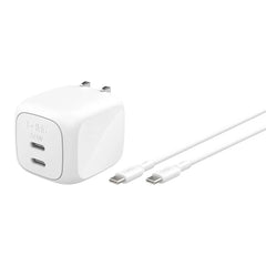 Dual USB-C GaN Wall Charger 50W + USB-C Cable