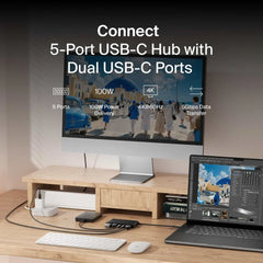 5-Port USB-C Hub with Dual USB-C Ports