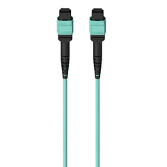 MTP to MTP MPO Fiber Optic Cable, 40GbE Aqua MTP/MTP, 50/125, OM3, Plenum