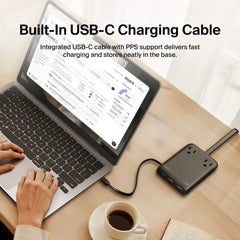2-Outlet Charging Station with USB Ports and USB-C Cable 70W