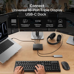 Universal 16-Port Triple Display USB-C Dock