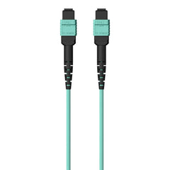 MTP to MTP MPO Fiber Optic Cable, 40GbE Aqua MTP/MTP, 50/125, OM3, Plenum