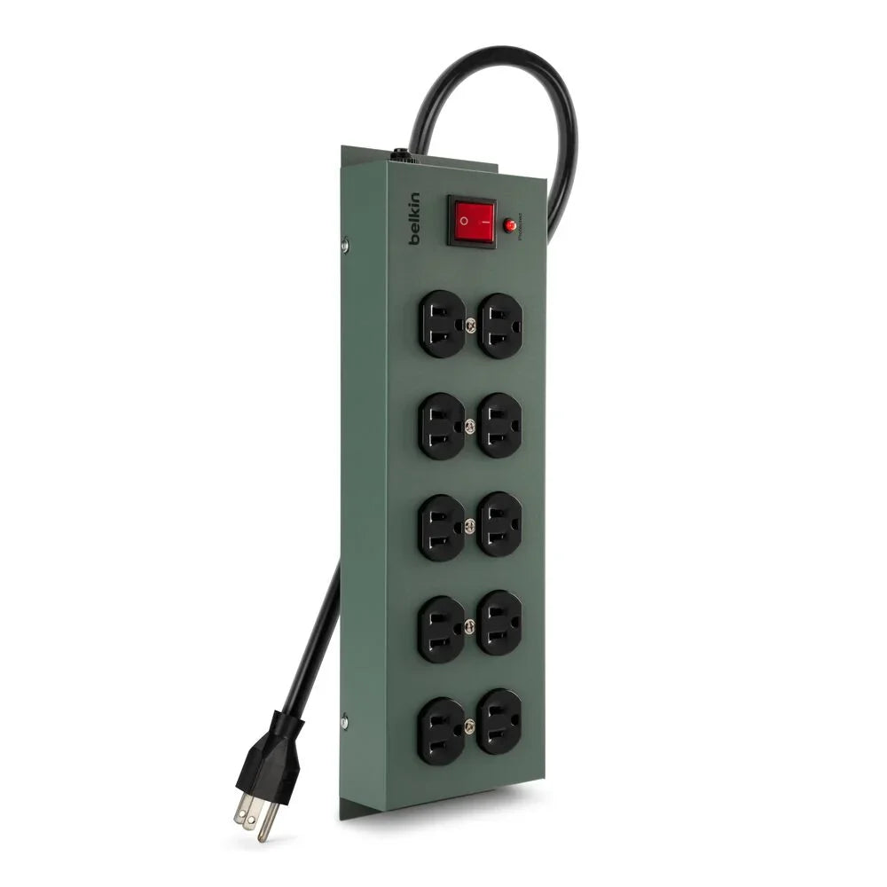 10-Outlet Metal Surge Protector with 15ft Power Cord (5-pack)
