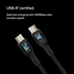 Braided USB-C to USB-C Cable (1m / 3.3ft, Black)