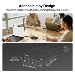 2-Outlet Charging Station with USB-A and 3 USB-C Ports 140W
