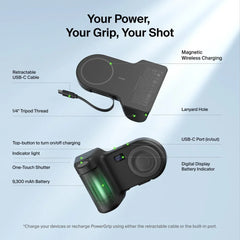 Magnetic Charging Camera Grip with Power Bank
