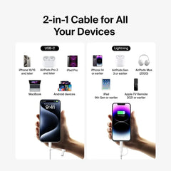 2-in-1 Cable with USB-C and Lightning Connector