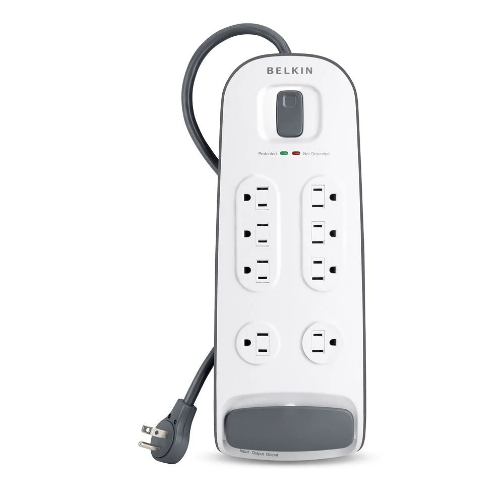 8-outlet Surge Protector with 6 ft Power Cord with Telephone Protection