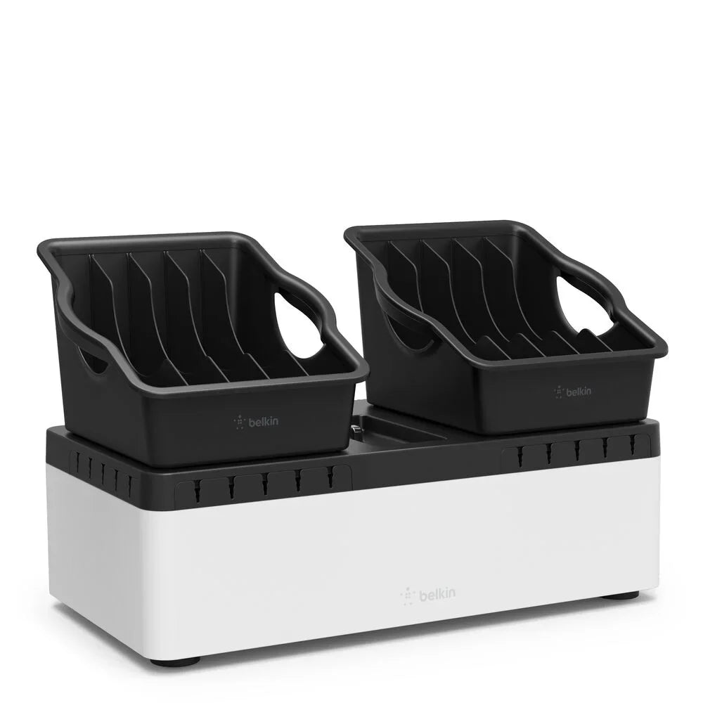 10-Device USB Charging Station with Portable Trays