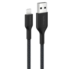 Braided USB-A Cable with Lightning Connector, 3.3ft/1m, Black