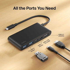 5-Port USB-C Hub with Dual USB-C Ports