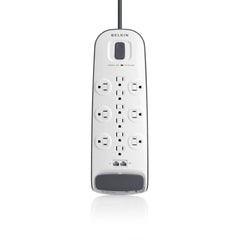 12-outlet Surge Protector with 8 ft Power Cord and Ethernet, Cable/Satellite and Telephone Protection