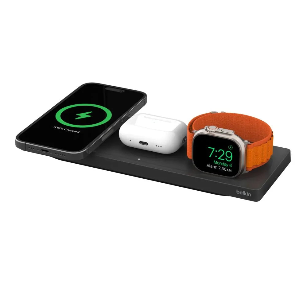 3-in-1 Wireless Charging Pad with Official MagSafe Charging 15W (Certified Refurbished)