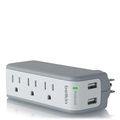 3-Outlet Mini Travel Surge Protector with USB Ports (2.1 AMP)