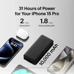 10K USB-C Power Bank with Integrated Cables