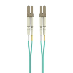 Fiber Optic Cable, 10GB/100GB Aqua Multimode LC/LC Duplex, 50/125 OM4