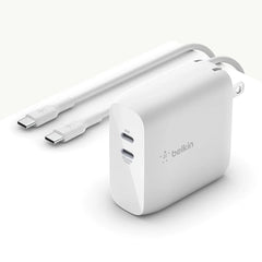 Dual USB-C GaN Wall Charger 68W + USB-C Cable