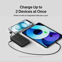 Power Bank 10K with Integrated Cable