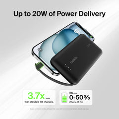 Power Bank 10K with Integrated Cable