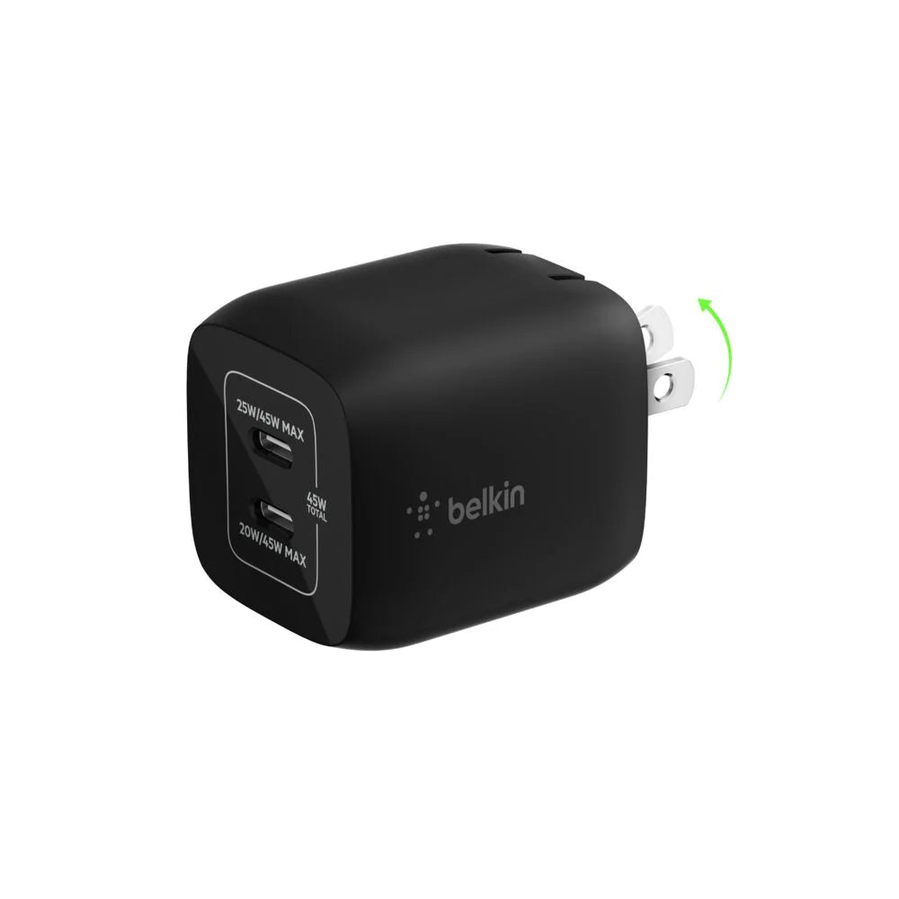 Dual USB-C GaN Wall Charger with PPS 45W